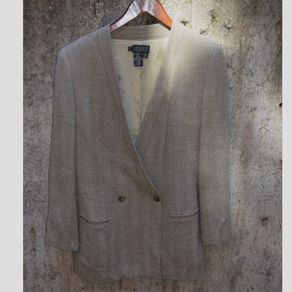 Vintage Episode Blazer by Carolyn Wright Freeman Gray Wool Blend UK 10 / US 8